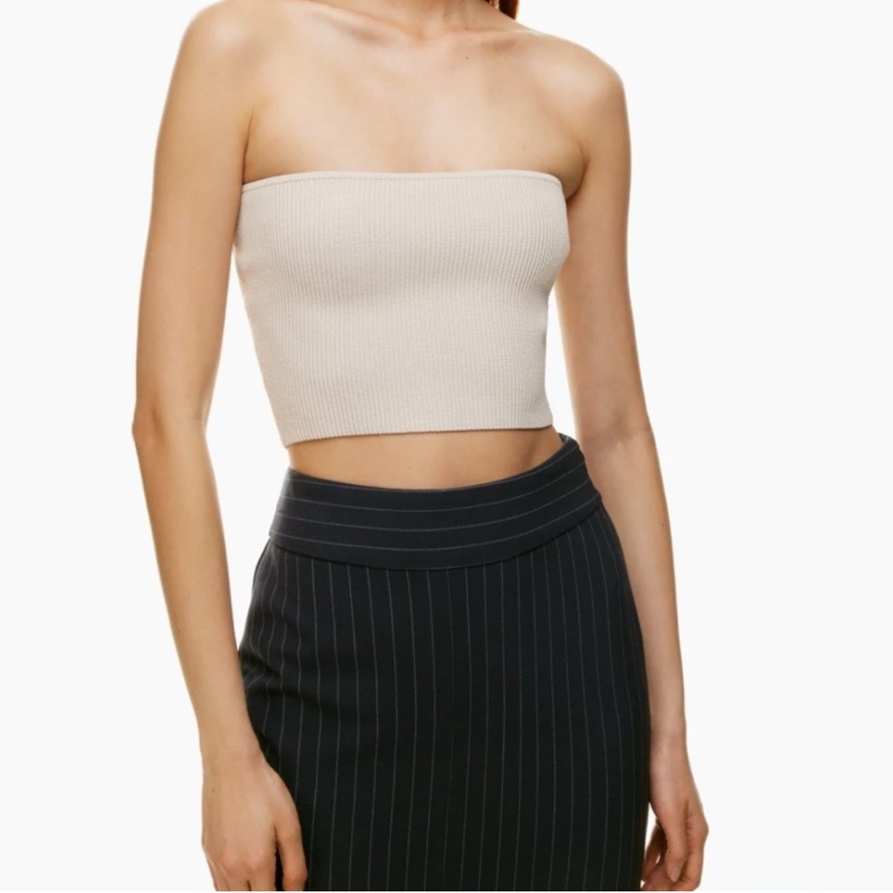 Babaton Cream Strapless Crop Top